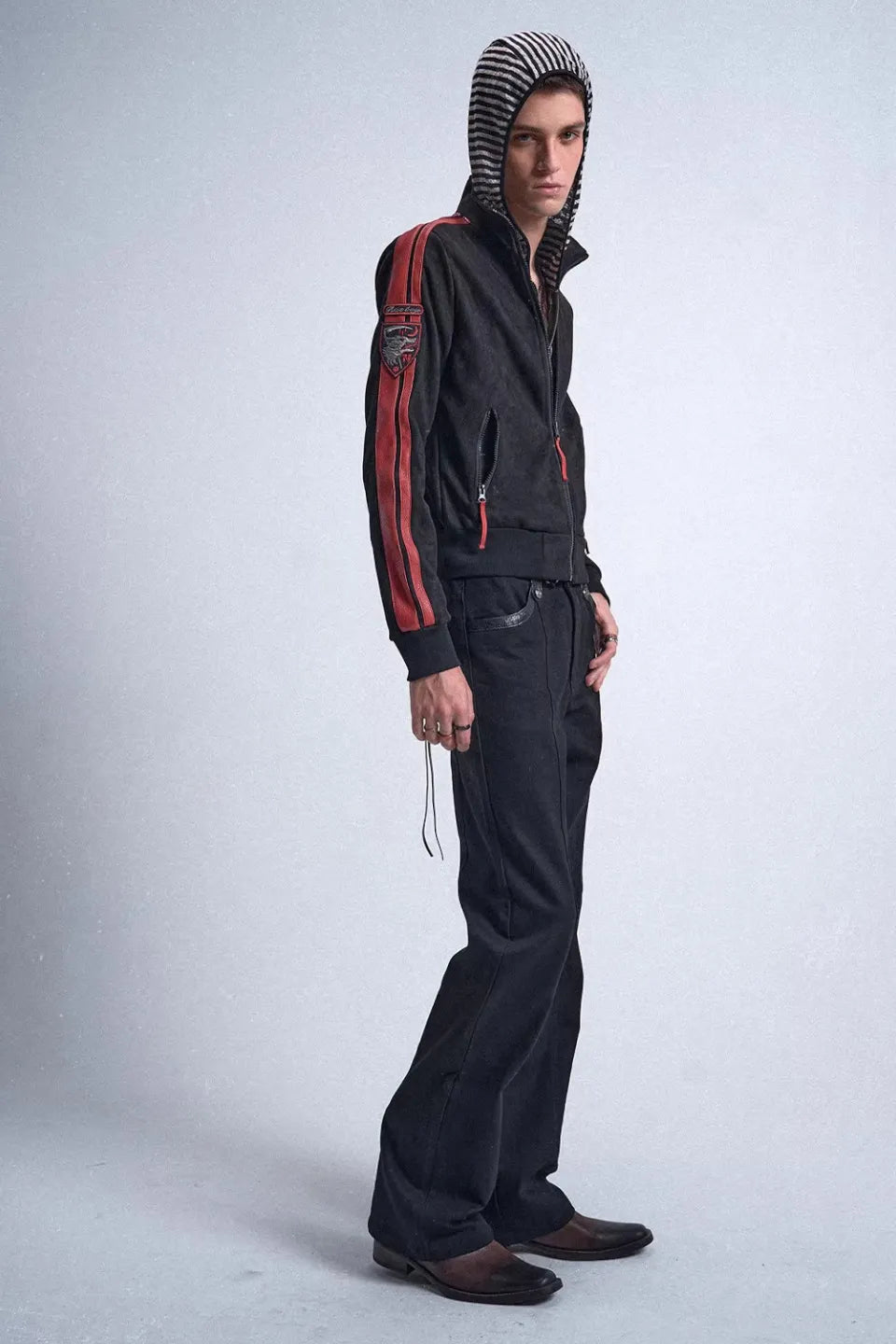 RUDE WOLF Blood Wolf Embroidered Suede Jacket