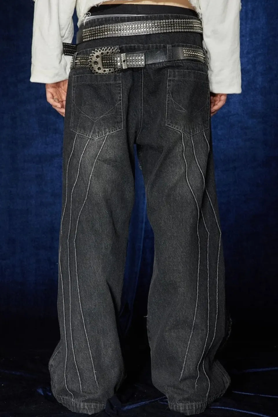 Raw Edge Faux Fur Spliced Jeans