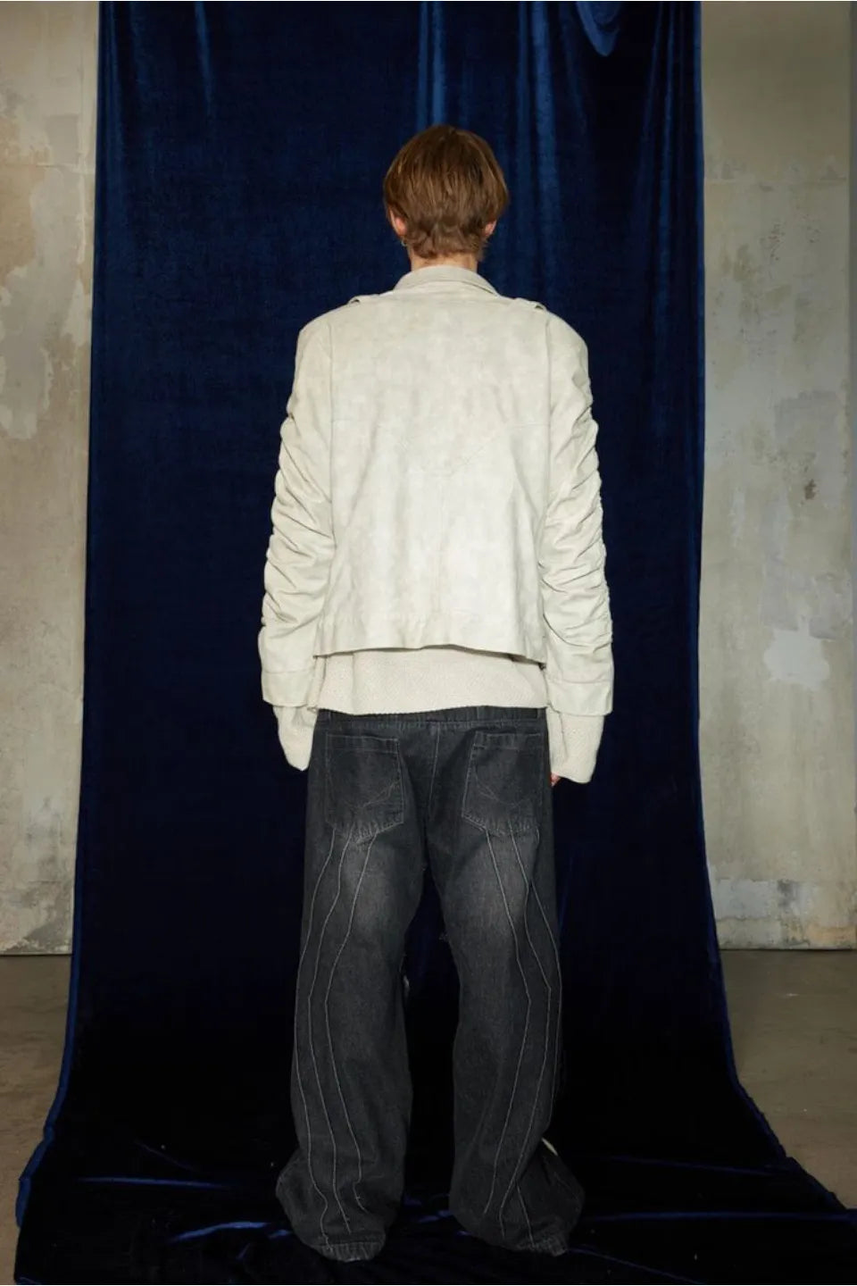 Raw Edge Faux Fur Spliced Jeans