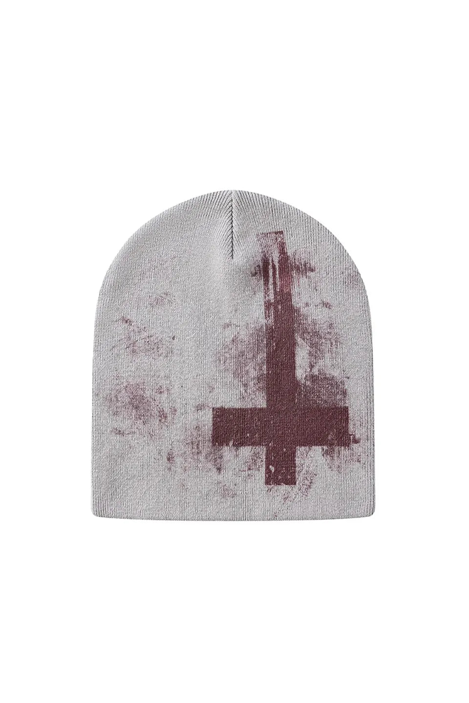 Red Cross Print Beanie Knit Hat