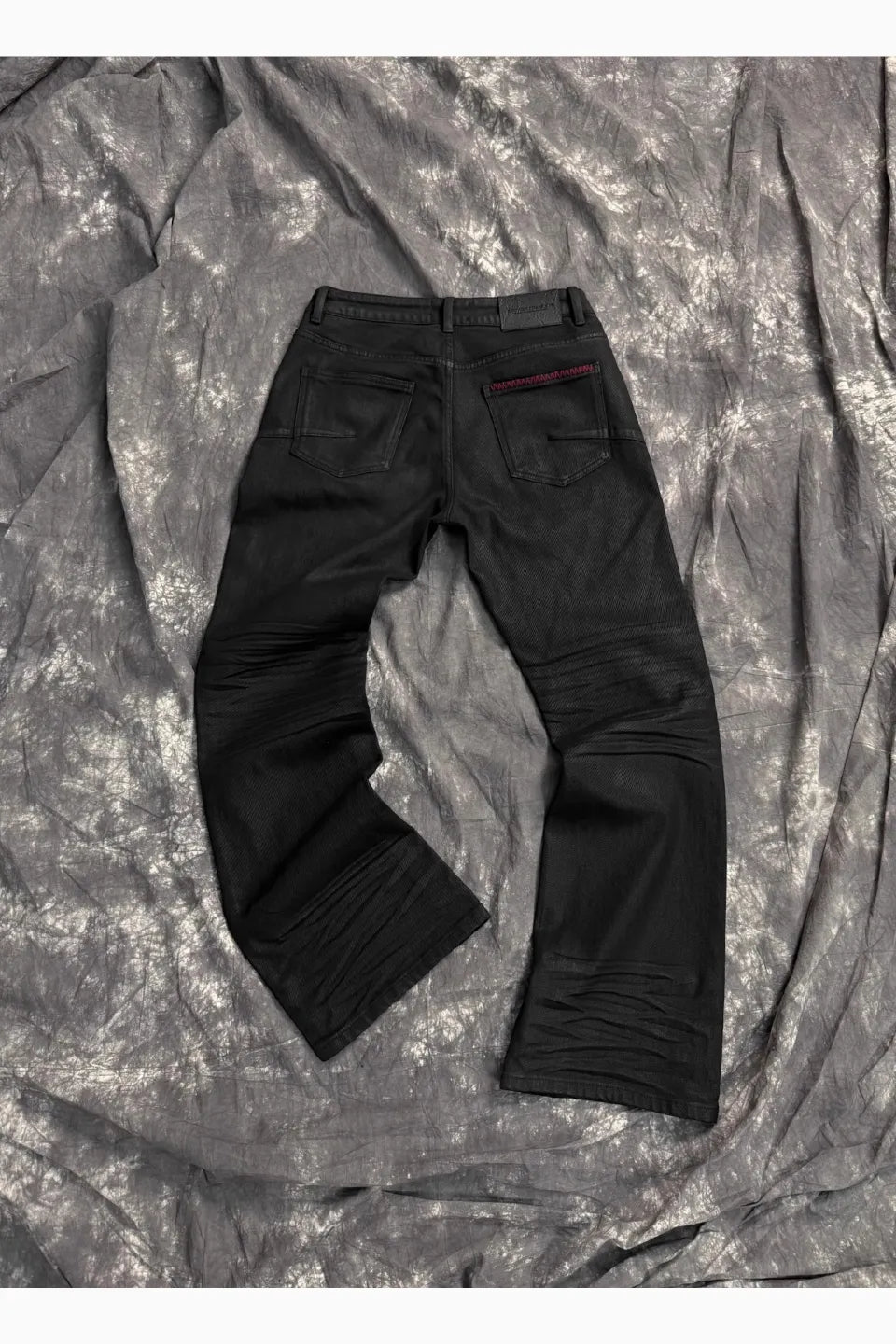 Red Line Handmade Waxed Coating Red Stitched Jeans