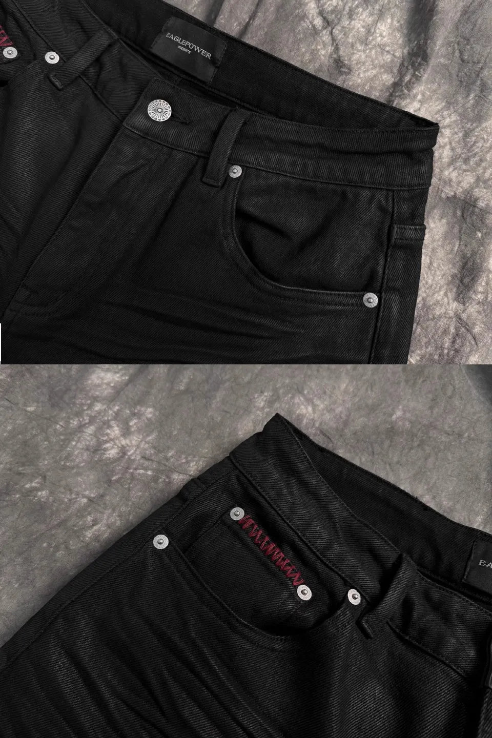 Red Line Handmade Waxed Coating Red Stitched Jeans
