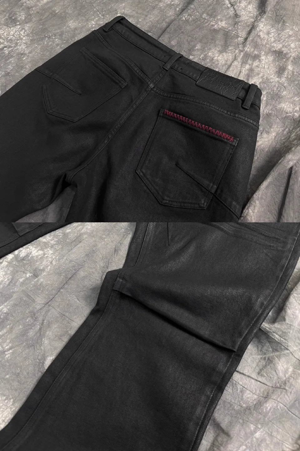 Red Line Handmade Waxed Coating Red Stitched Jeans