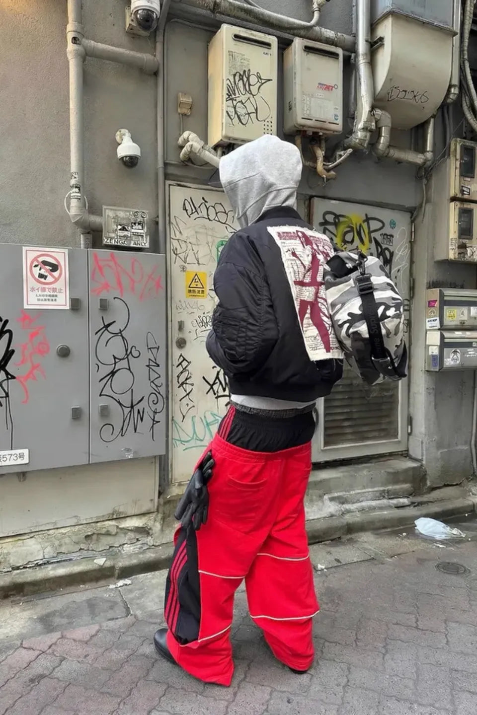 Red Stripe Double Waistband Sweatpants