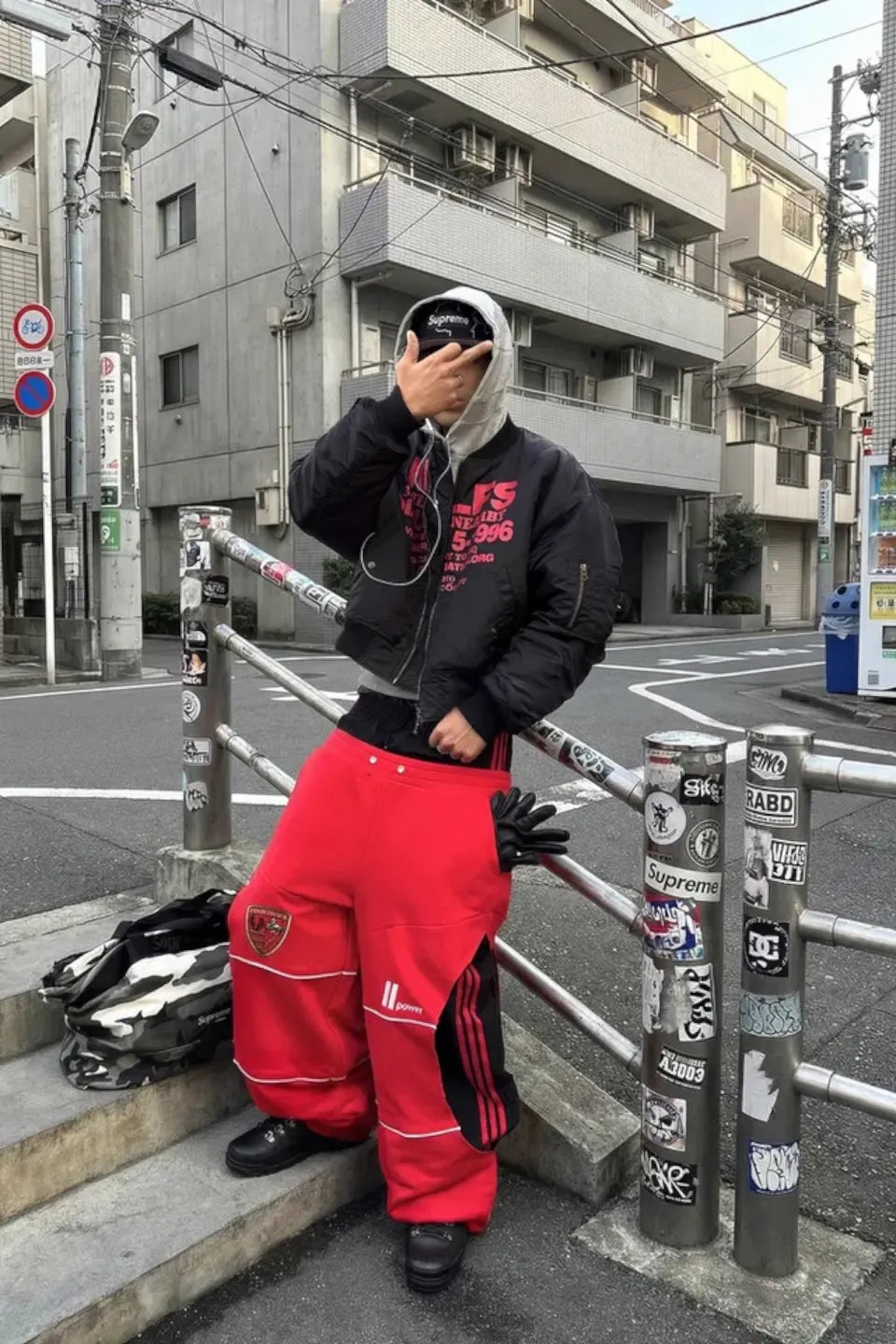 Red Stripe Double Waistband Sweatpants