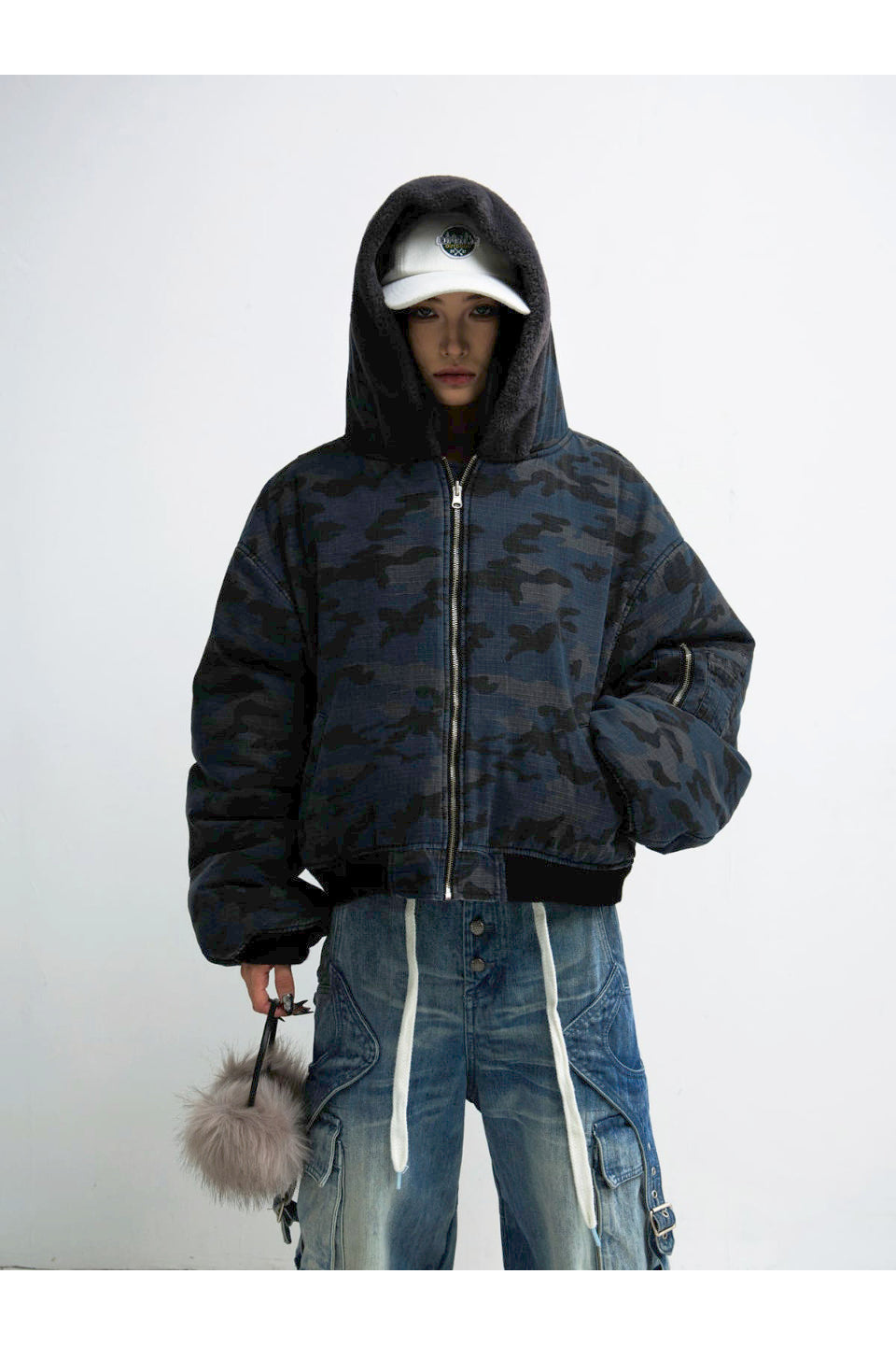 Reversible Camo Sherpa Hooded Jacket