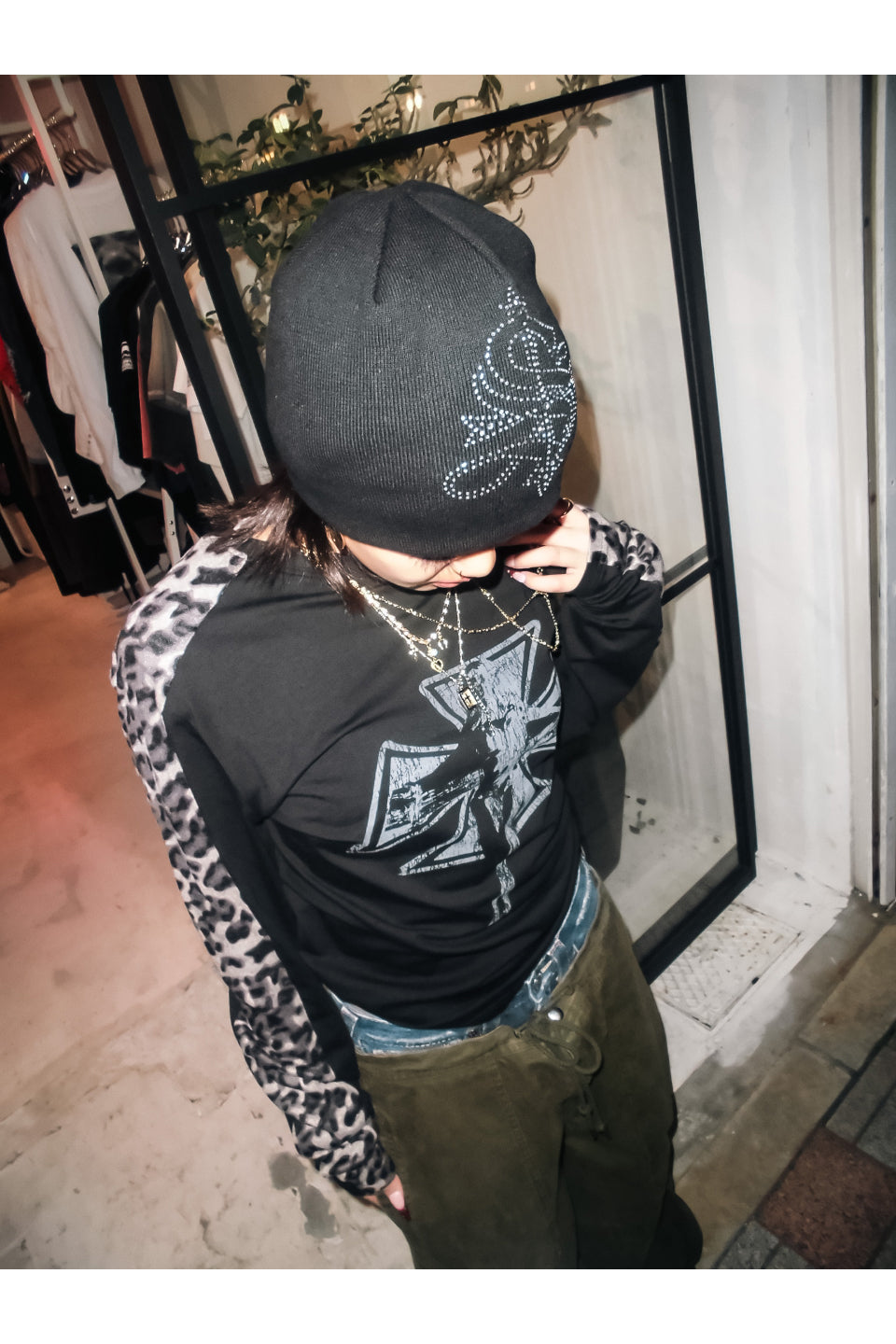 Rhinestone Cross Beanie