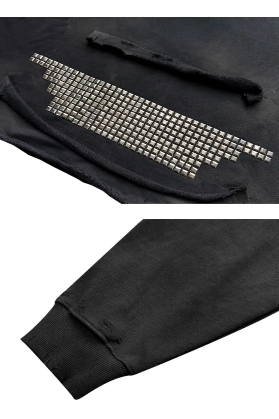 Rhinestone and Rivet Short Wide Leg Washable Sprayed Hoodie