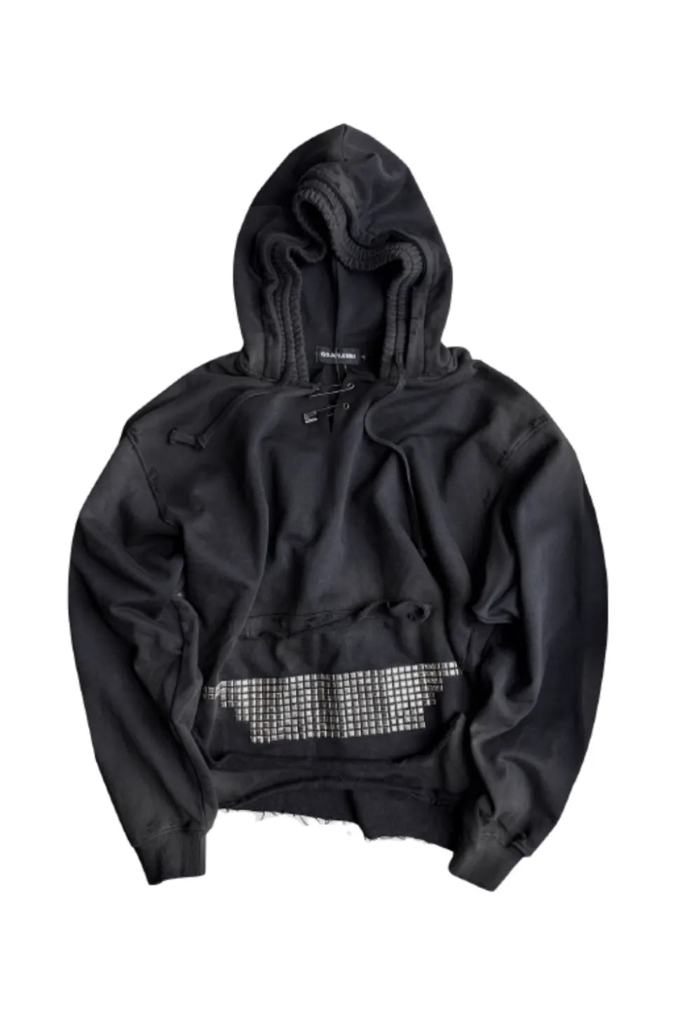 Rhinestone and Rivet Short Wide Leg Washable Sprayed Hoodie