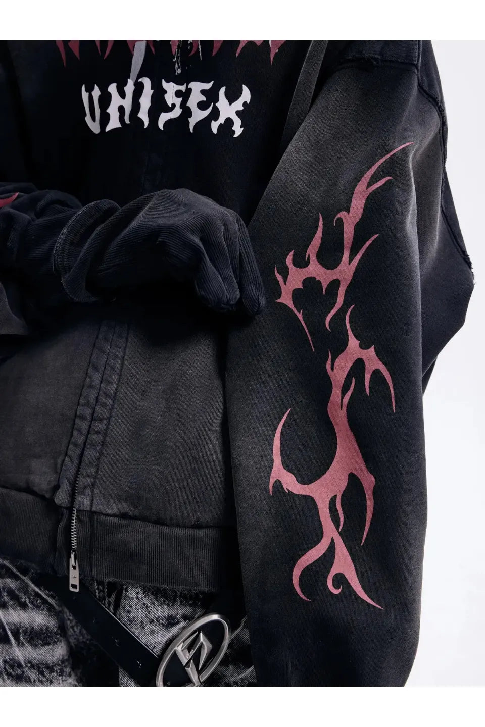 Ripped Full Zip Face Mask Hoodie