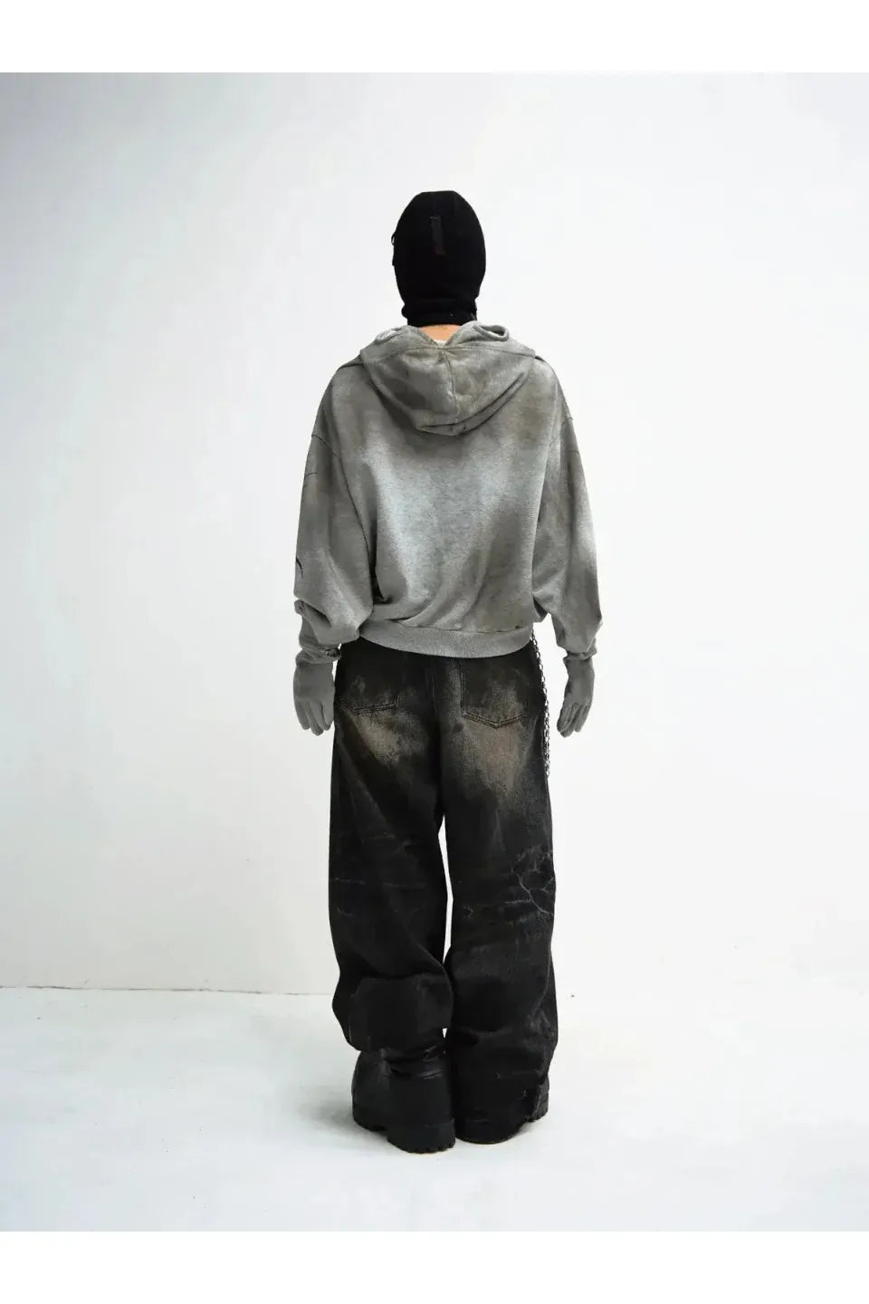 Ripped Full Zip Face Mask Hoodie