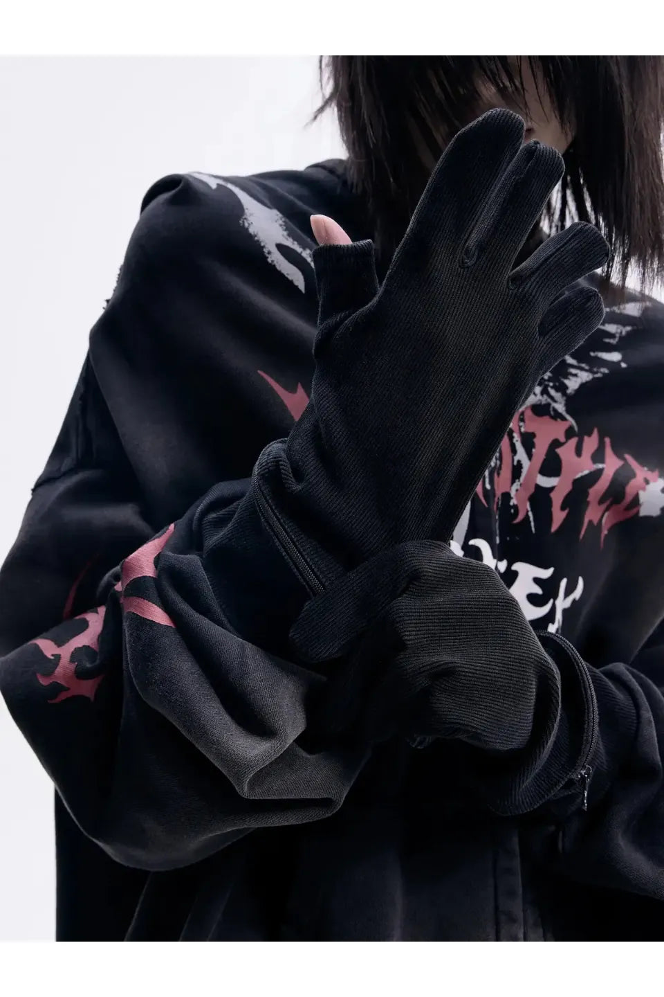 Ripped Full Zip Face Mask Hoodie