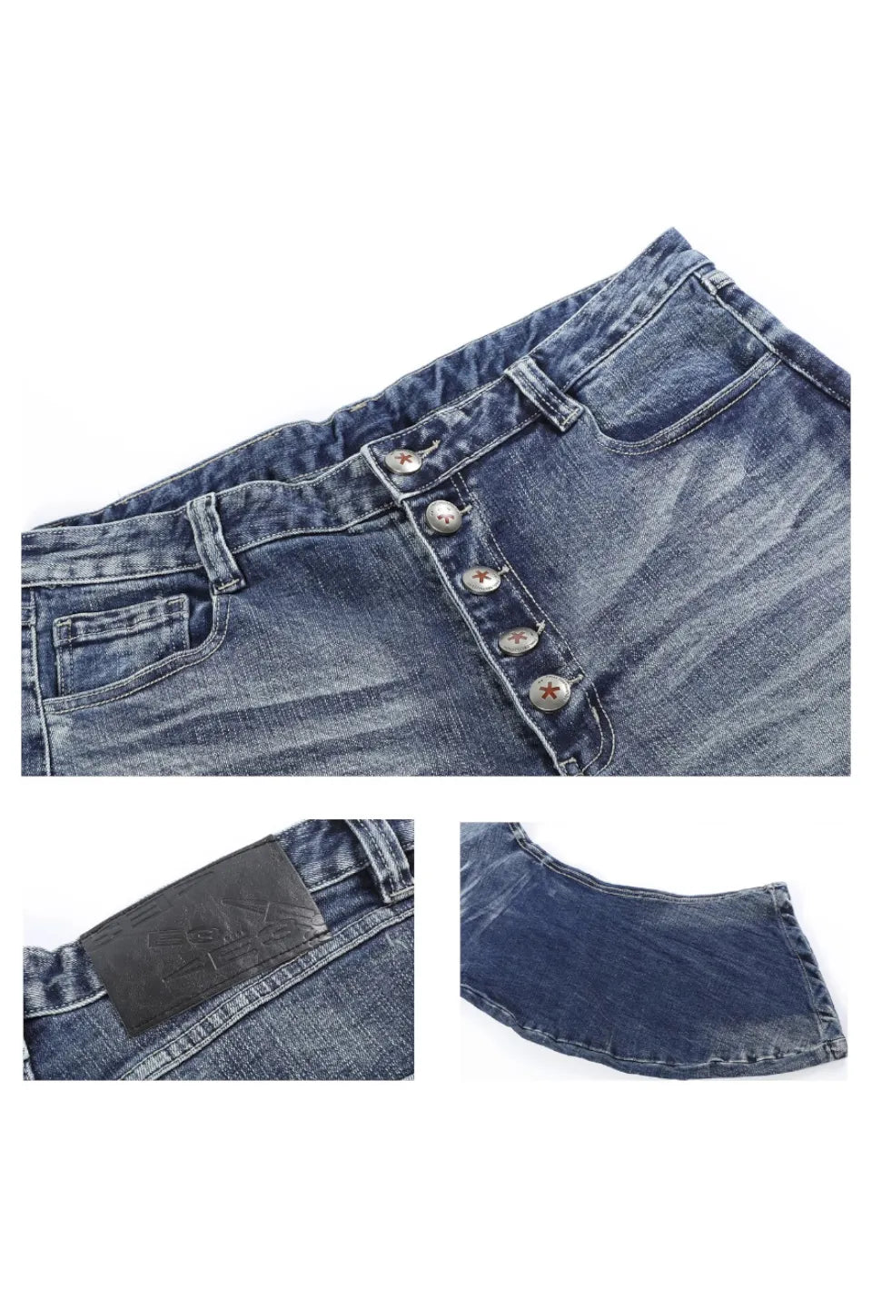 Ripple Cracked Super Long Denim Pants