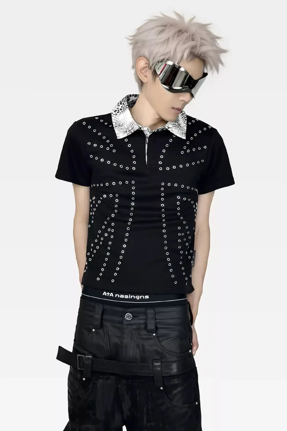 Rivet Leopard Trim Polo Shirts