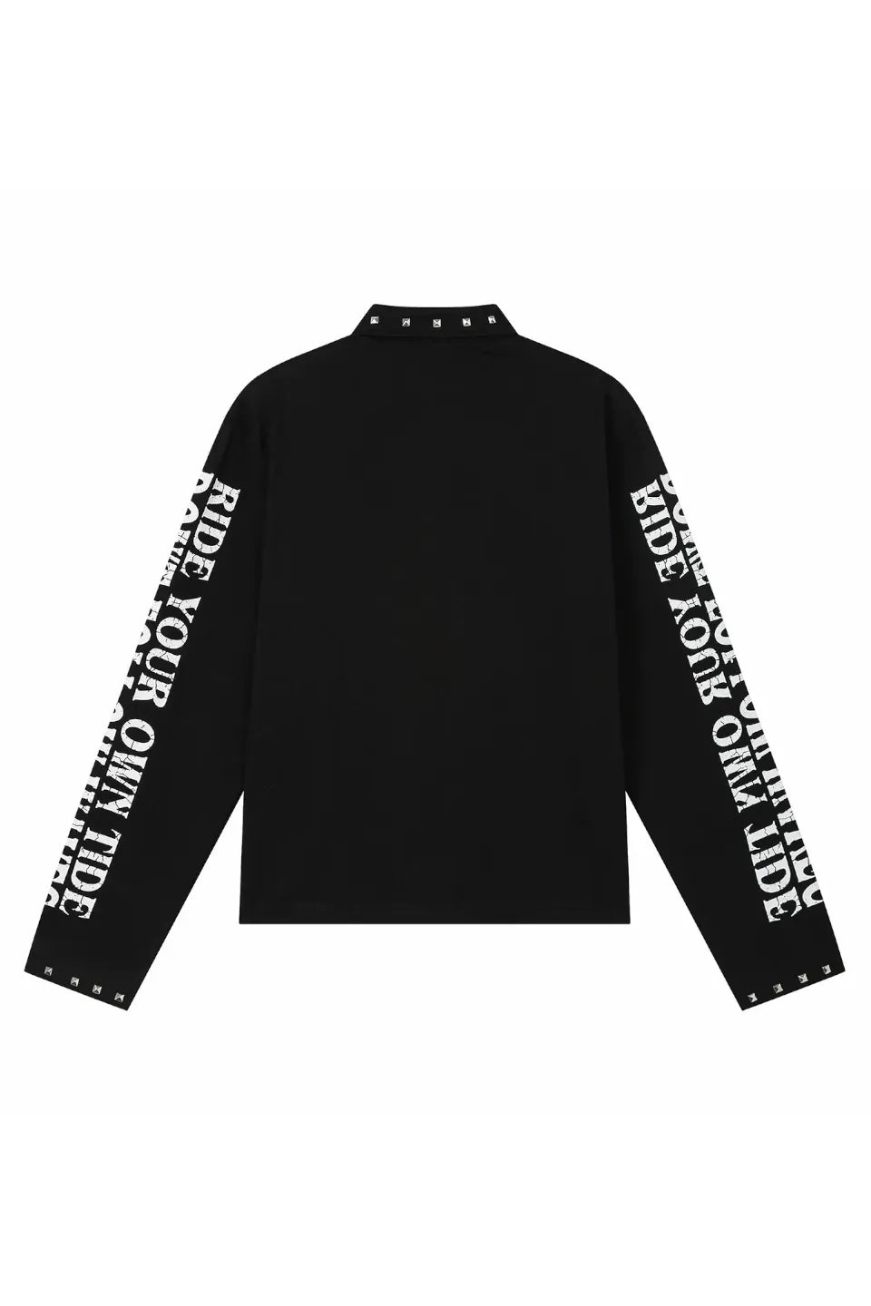 Russian Text & Rivet Print LS Polo Shirt