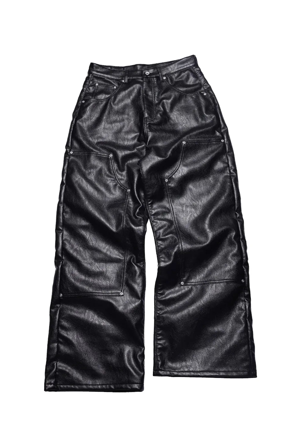 Sanskrit Embroidery Wide Leather Pants