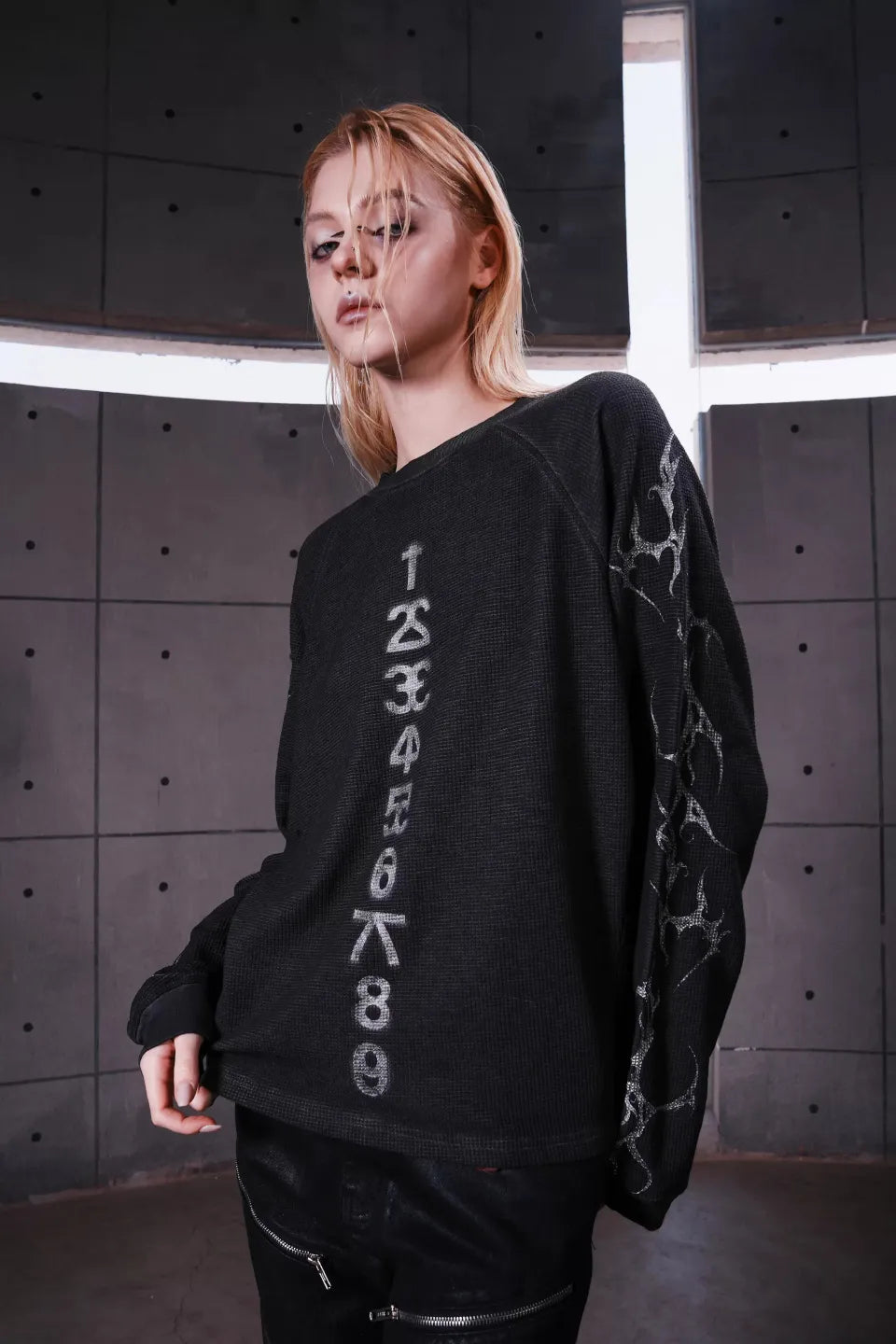 Sanskrit Number Waffle LS Tee
