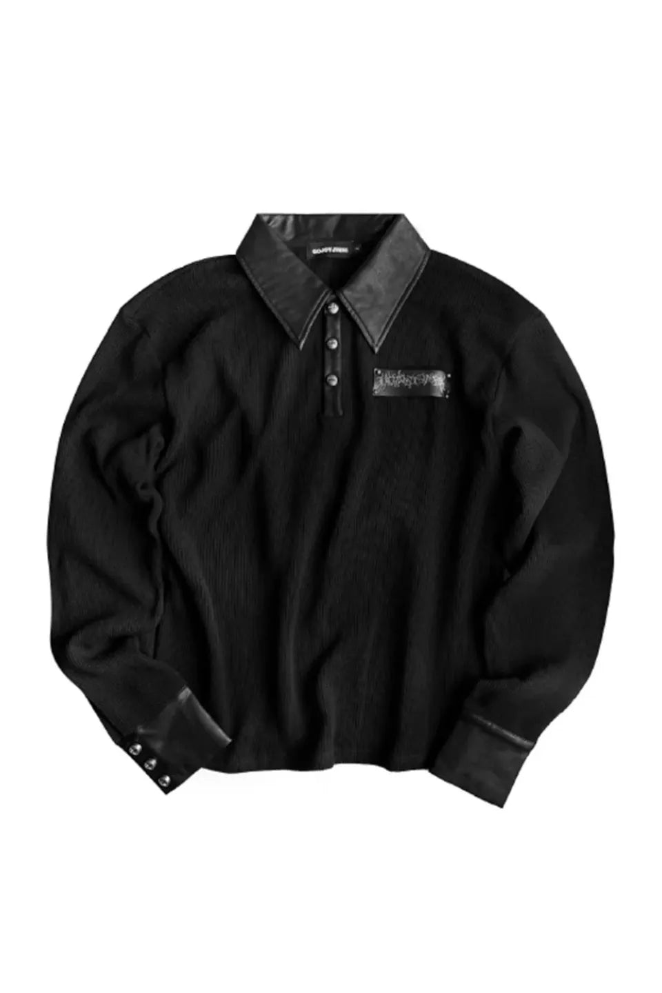 Sanskrit Print Cross Studded Polo Shirt