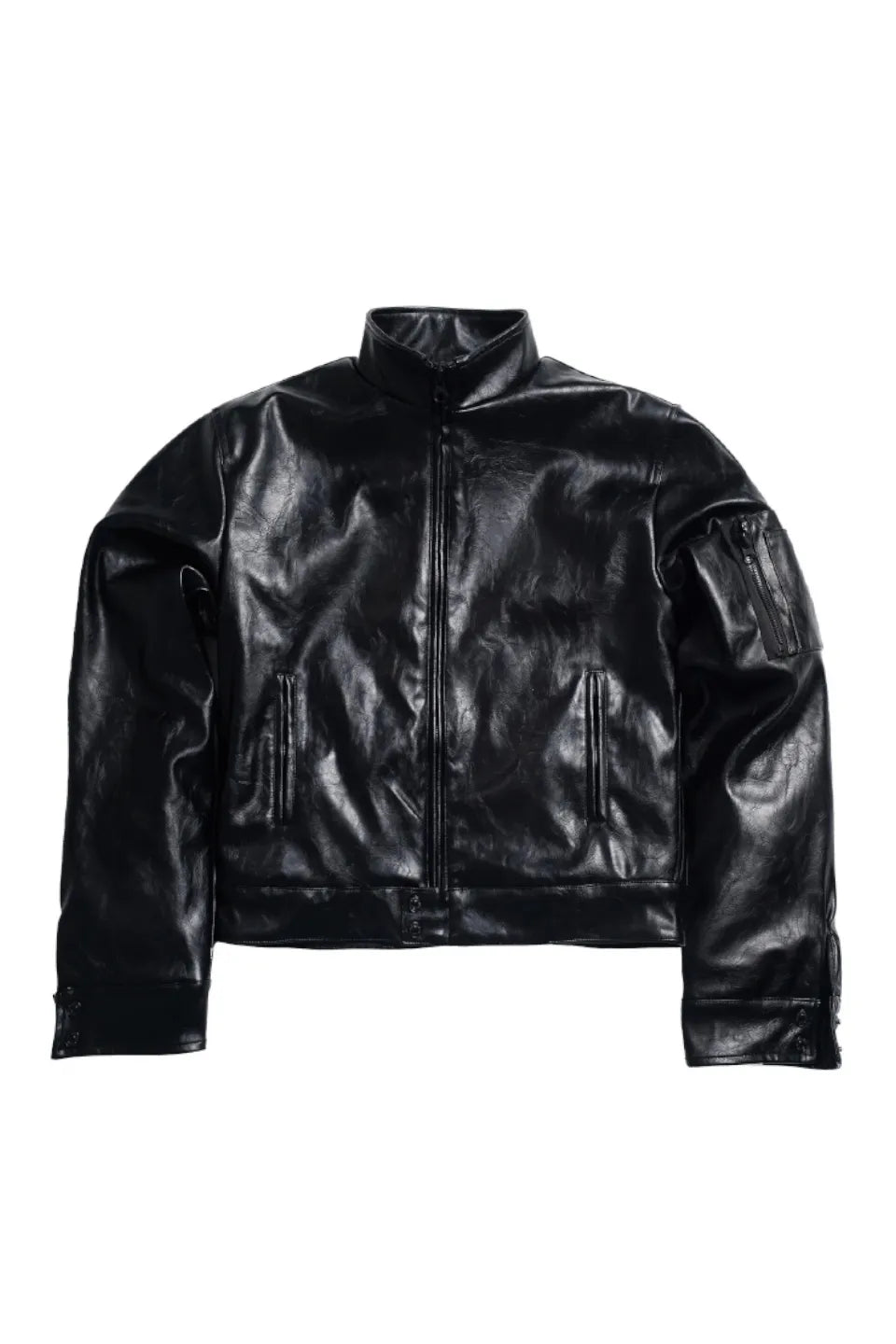 Sexy Stars Printed Leather Padded Cropped Bomber