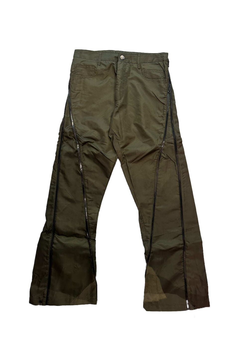 Side Zip Deformation Nylon Pants