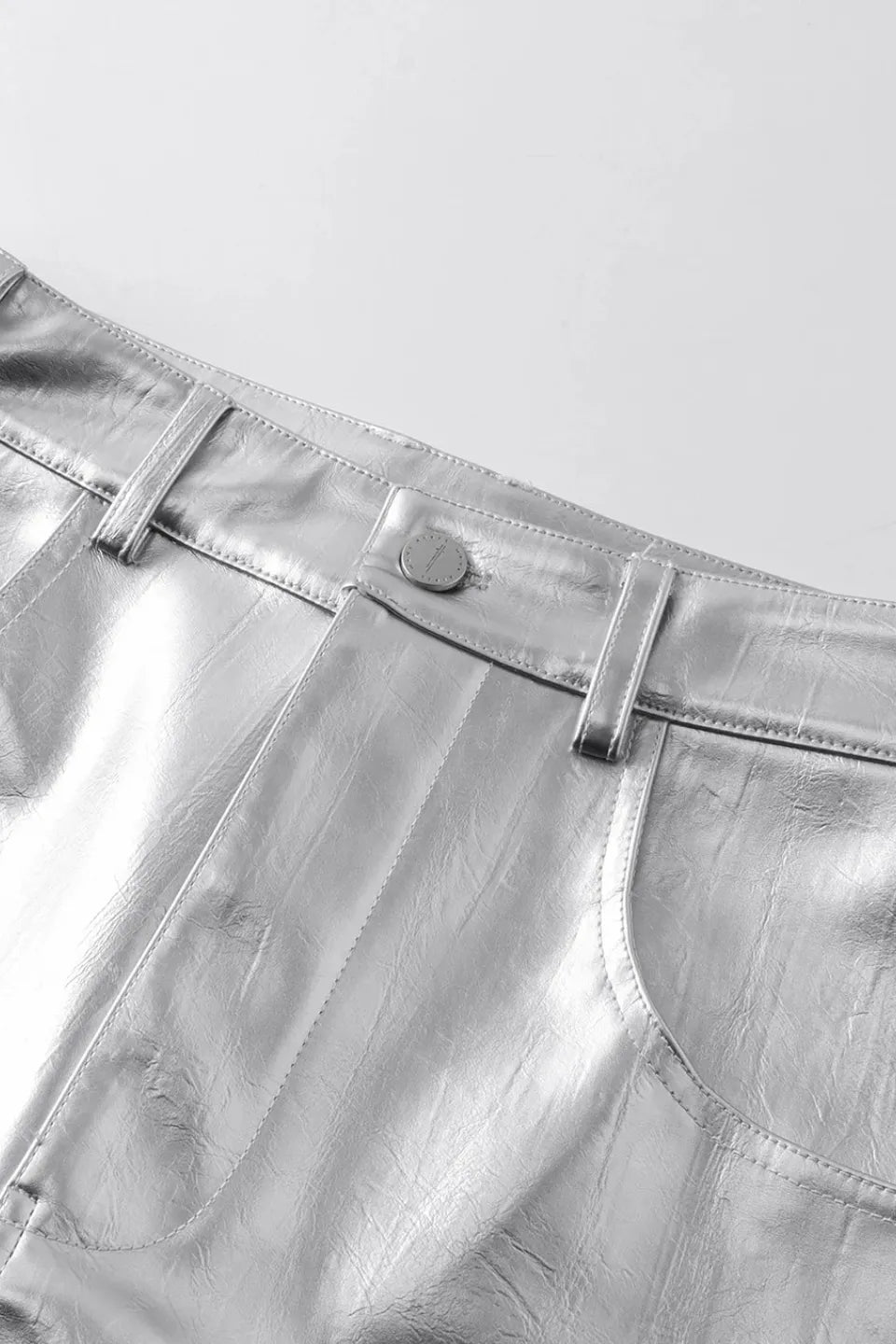 Silver Liquid Leather Pants