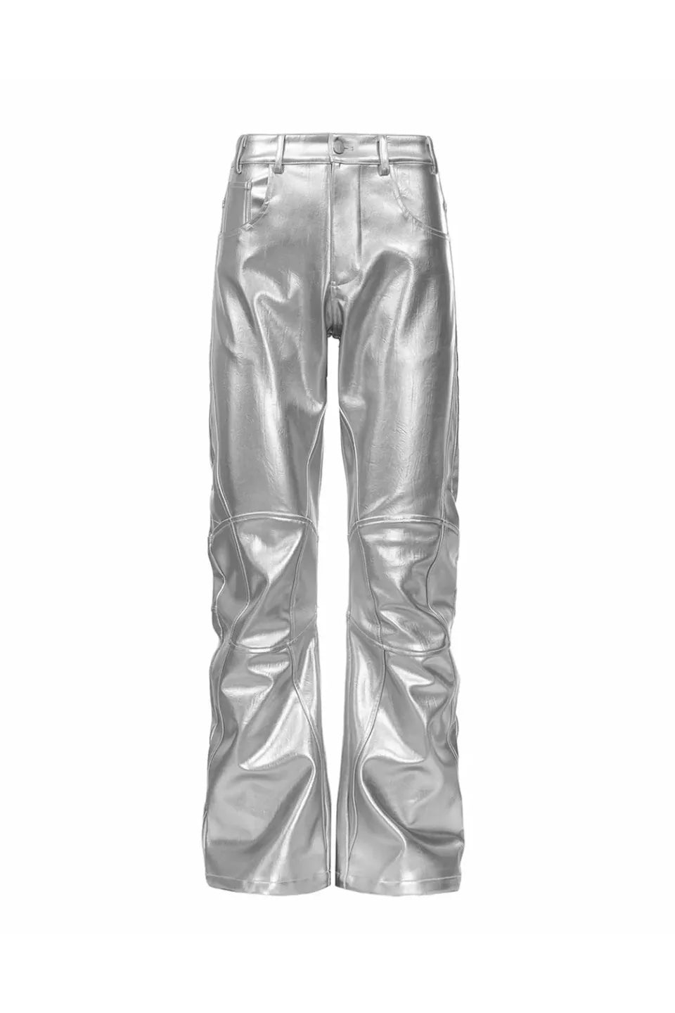 Silver Liquid Leather Pants