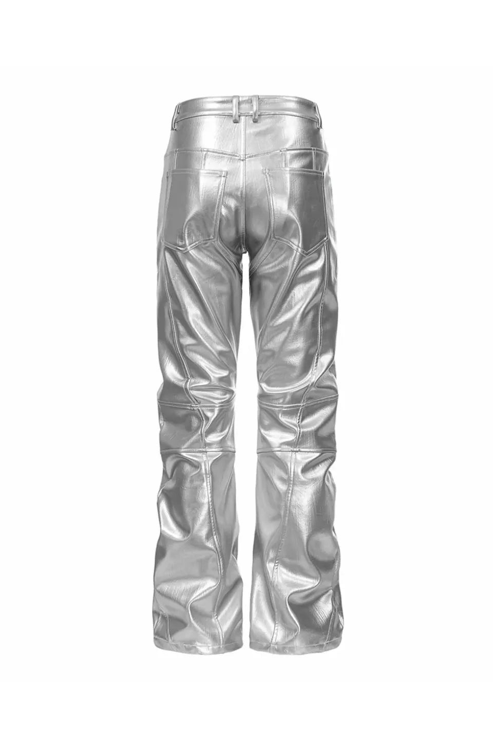 Silver Liquid Leather Pants