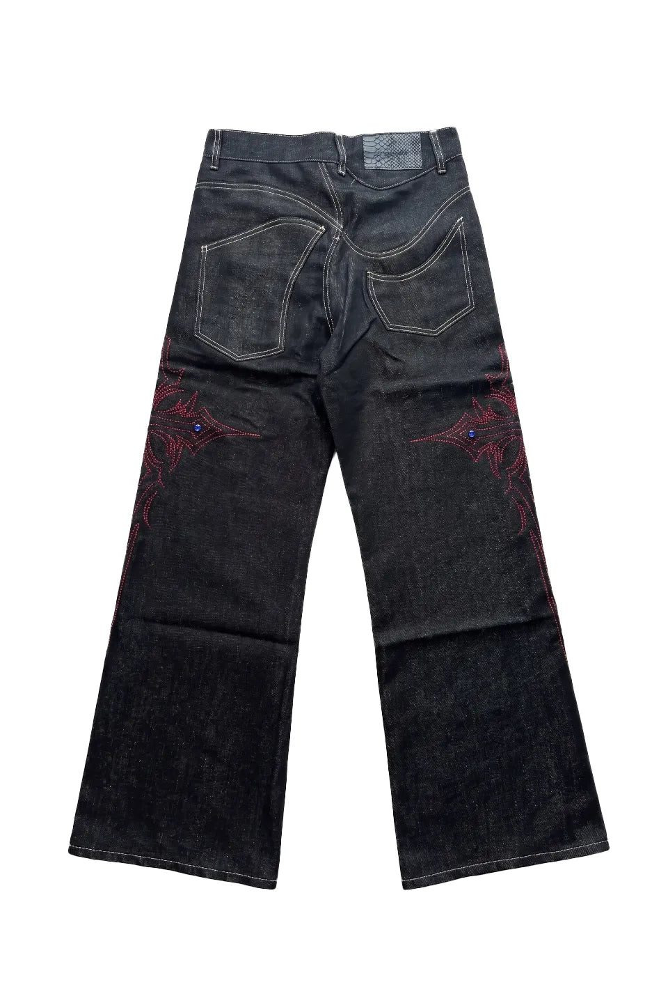 Silver Thread Cross Rhinestone Jeans