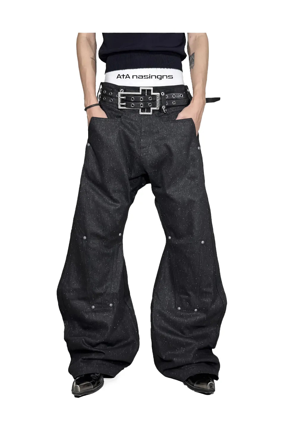 Silver Thread Metal A Shaped Curved Knife Original Cow Cut Denim