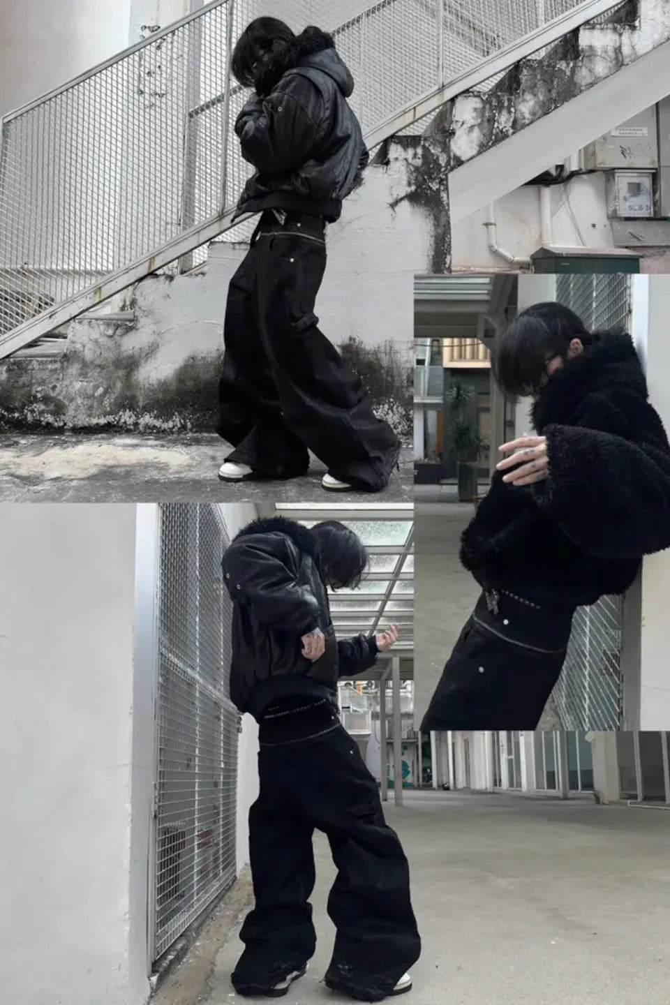 Silver Waxed Damaged Zip Pants