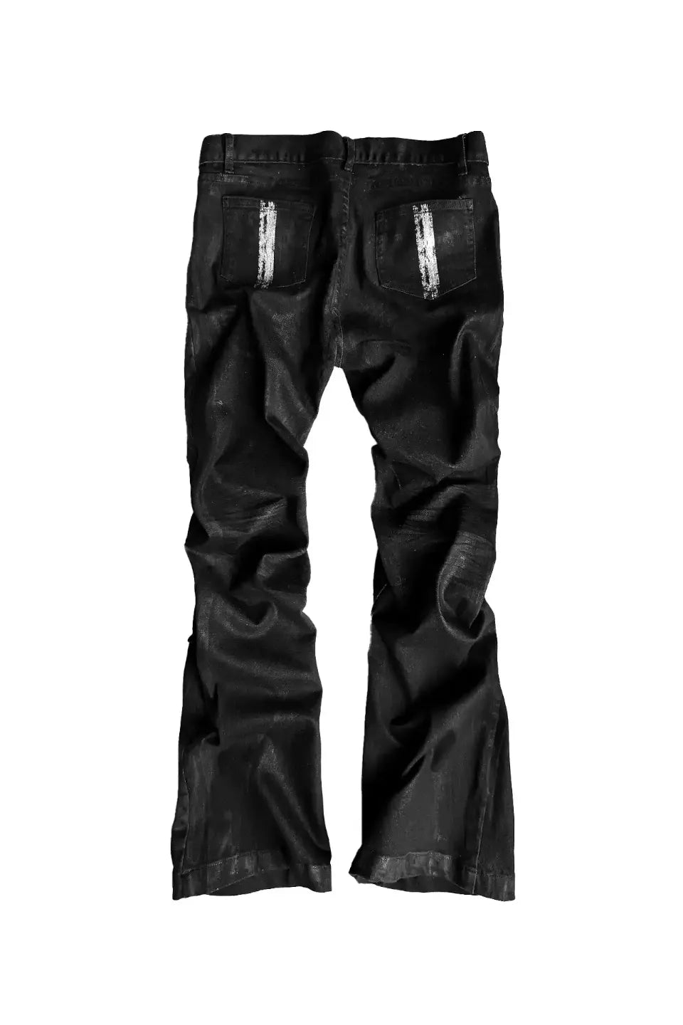 Silver Foil Distressed Flare Denim
