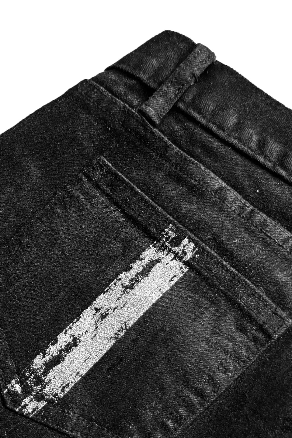 Silver Foil Distressed Flare Denim