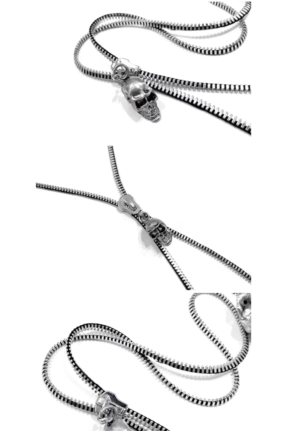 Skull Zipper Hardwear Pair Necklace & Bracelet