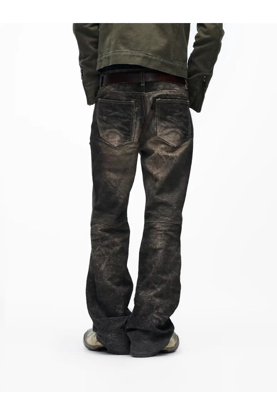 Snake Print Washed Canvas Pants