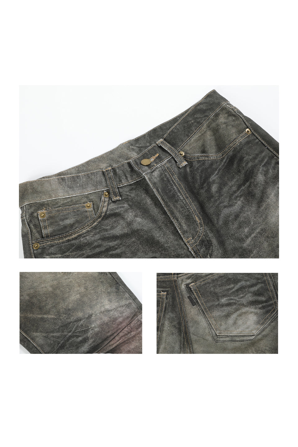 Snake Print Washed Canvas Pants