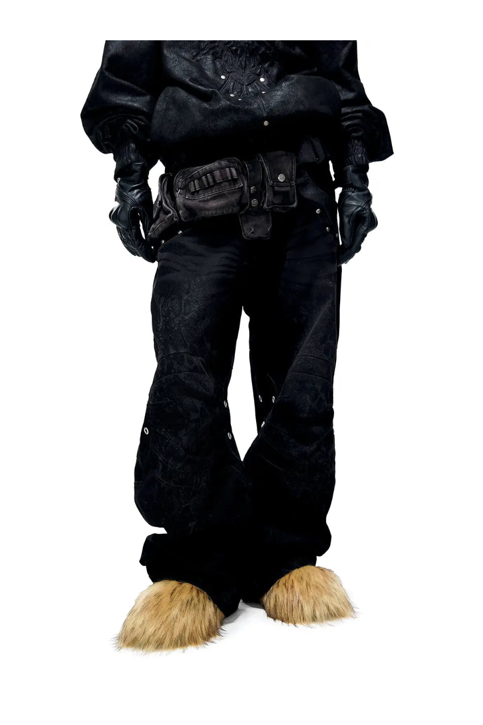 Snake Texture Black Jeans