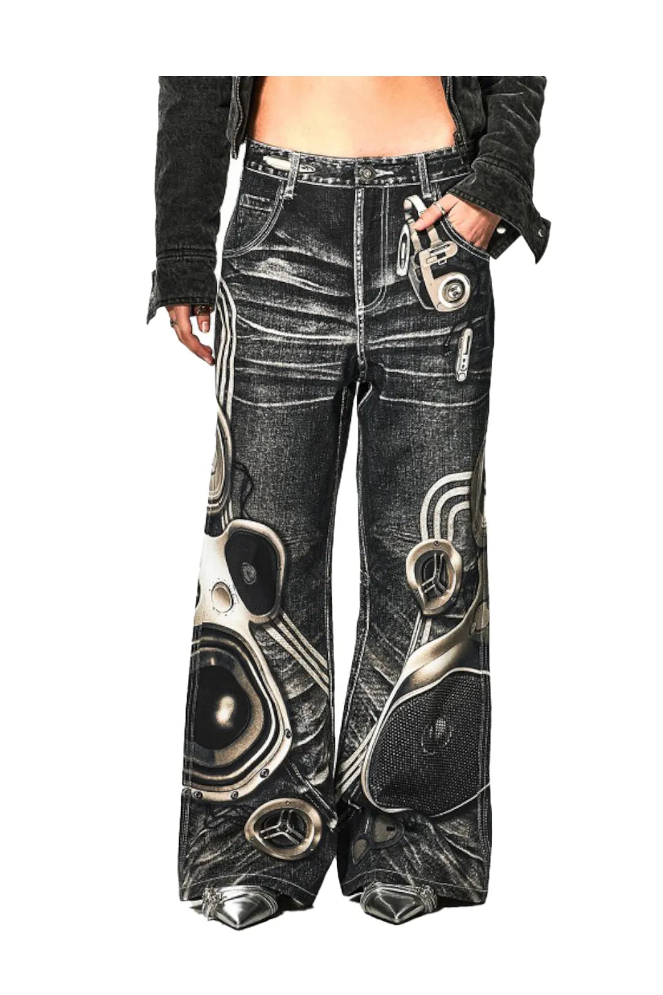 Sound Print Denim Pants