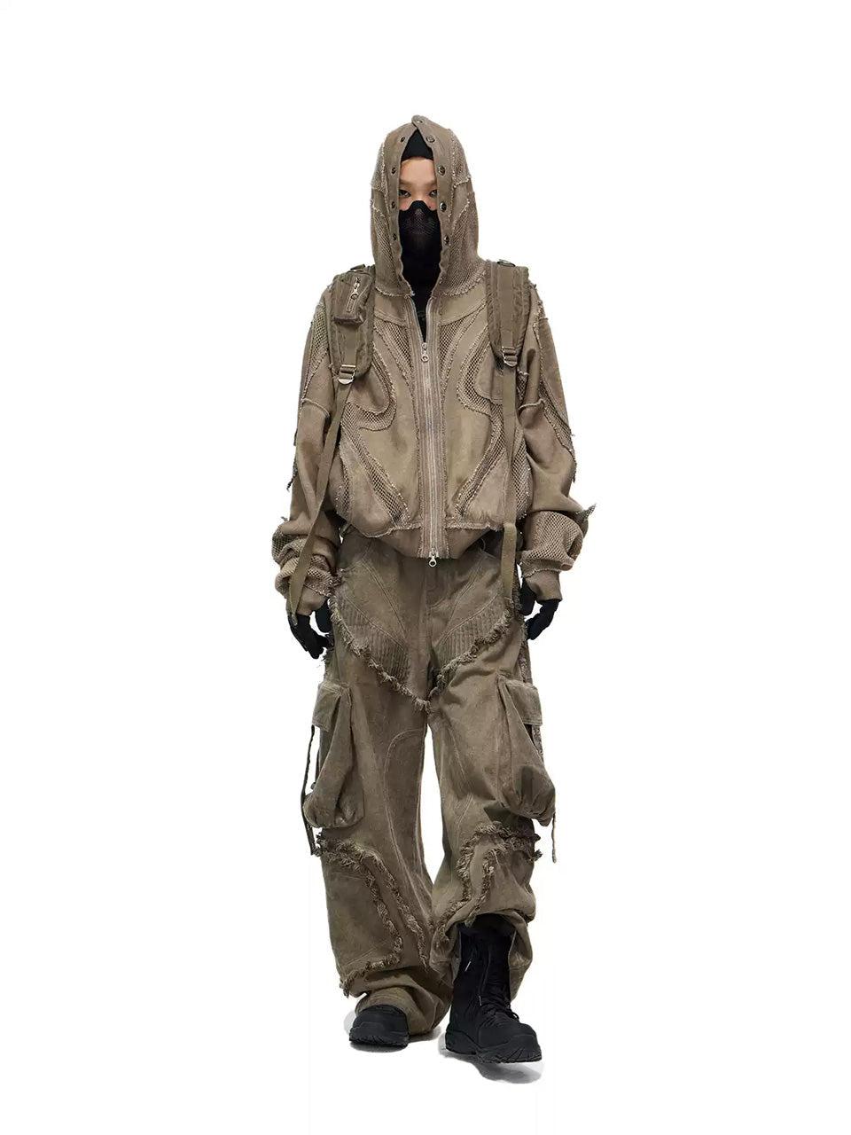 Split Deconstructed Fry Dye Zip Hooded Top