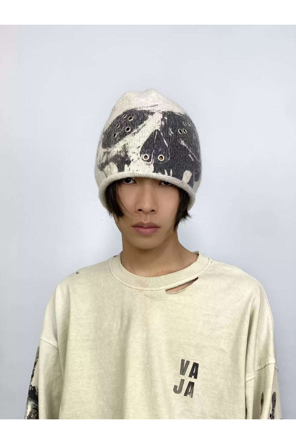 Sticky Print Knit Balaclava Beanie