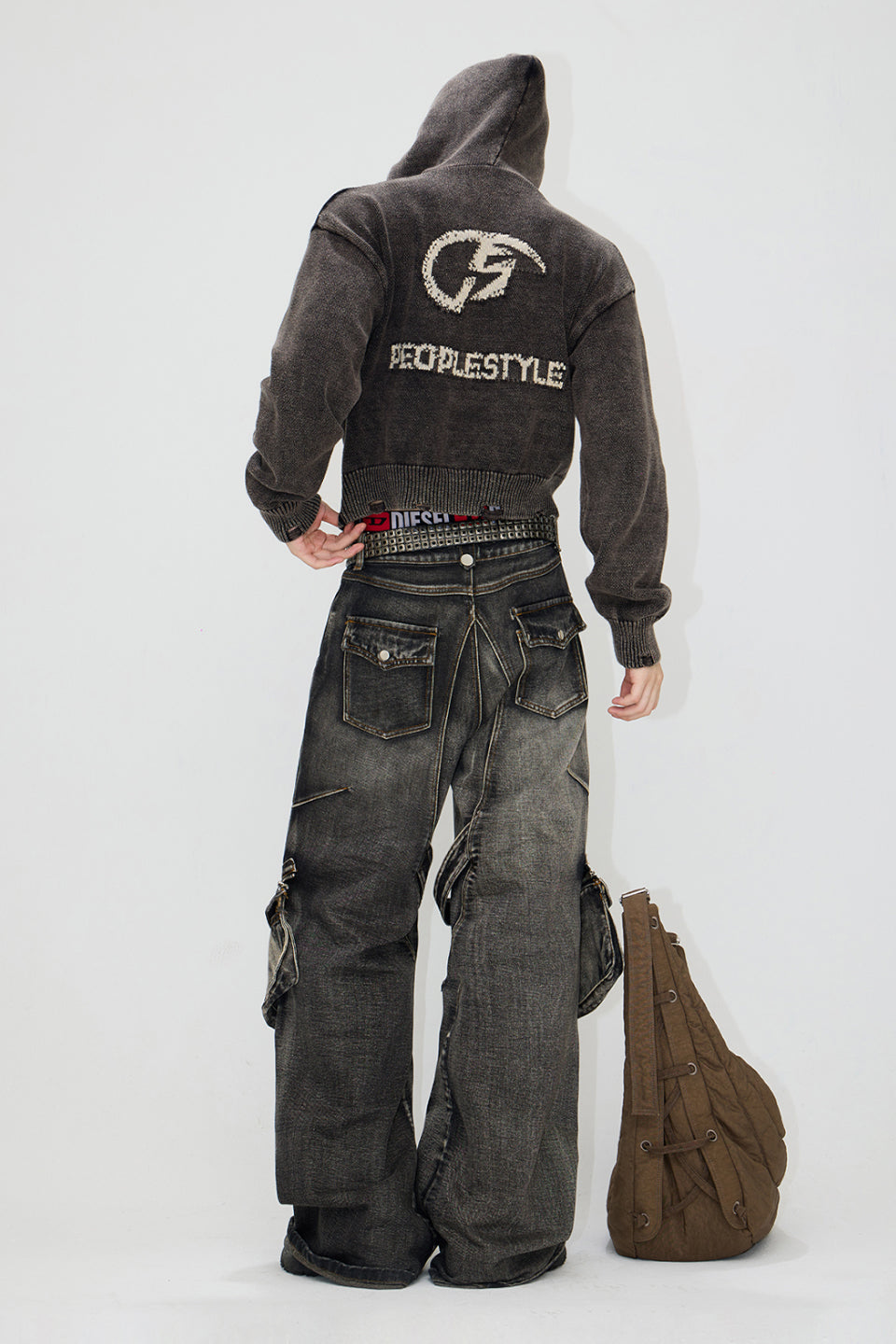 Straight Leg Denim Cargo Pants