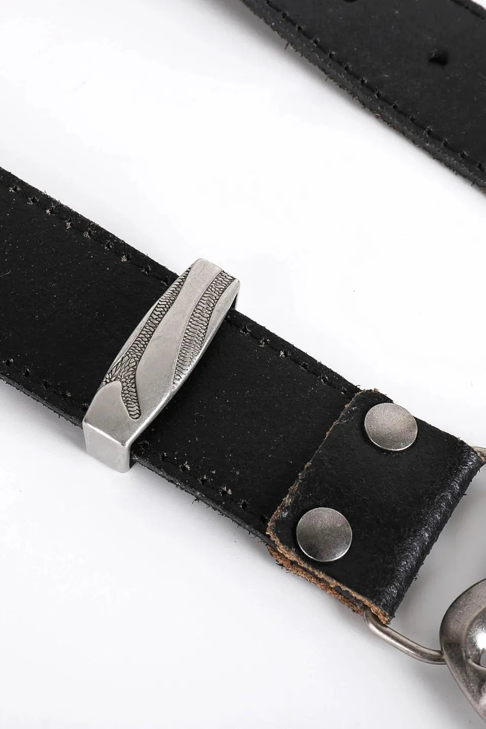 Studded Rhinestone Carved Buckle Leather Belt