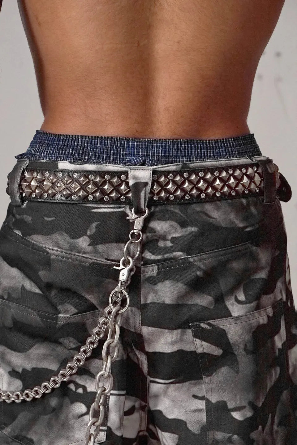 Studded Rhinestone Carved Buckle Leather Belt