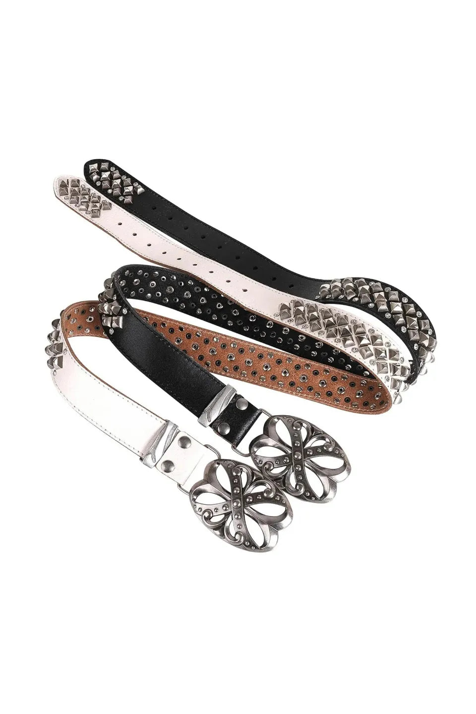 DND4DES | Studded Rhinestone Carved Buckle Leather Belt レザーベルト