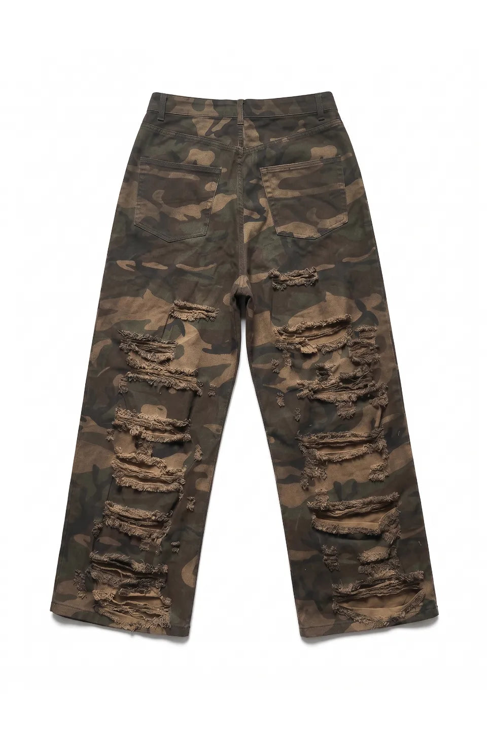 Studded Dirt Sprayed Camo Loose Trousers
