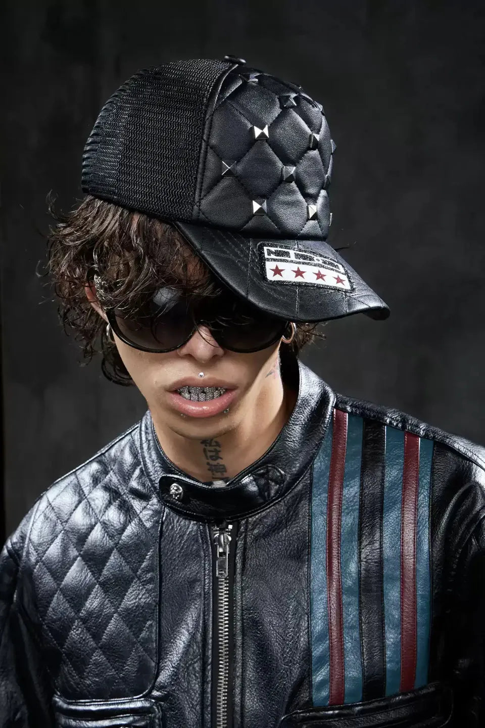 Studded Quilted PU Trucker Cap