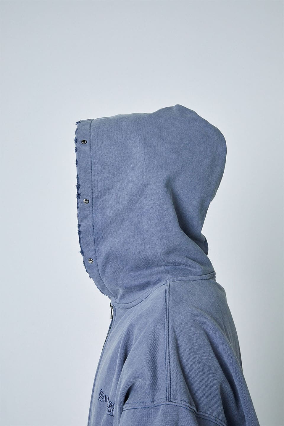 Studs Cross Patch Zip Hoodie