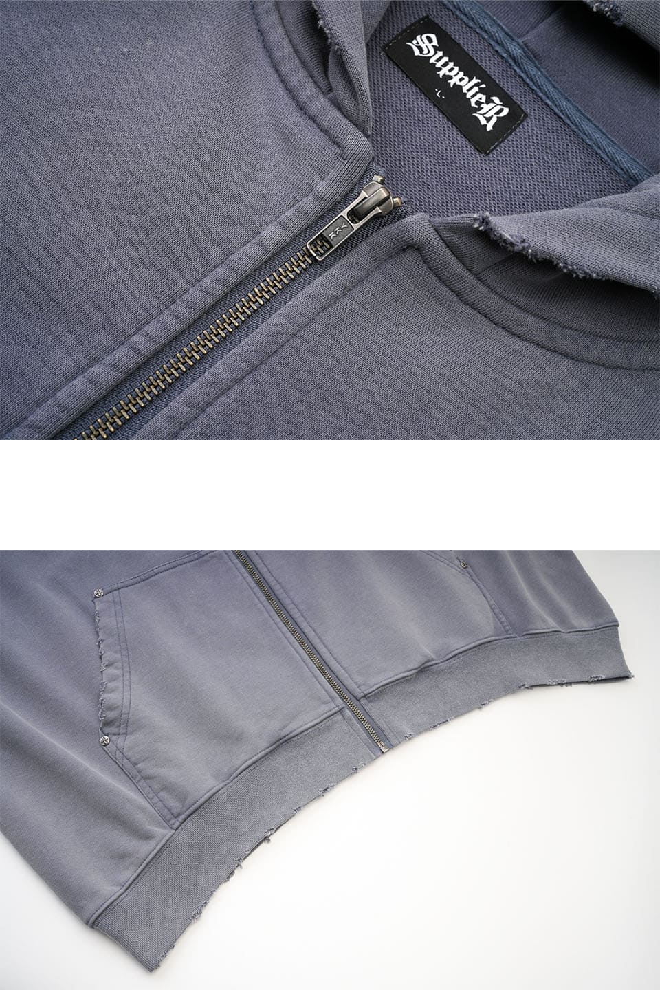 Studs Cross Patch Zip Hoodie