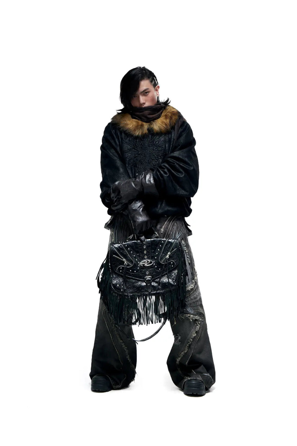 Sun Totem Fur Collar Hoodie