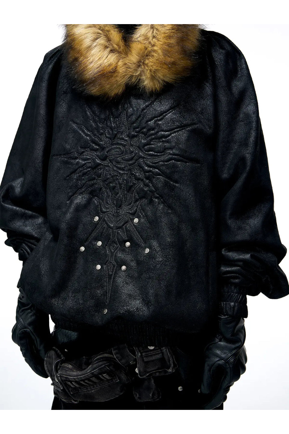 Sun Totem Fur Collar Hoodie