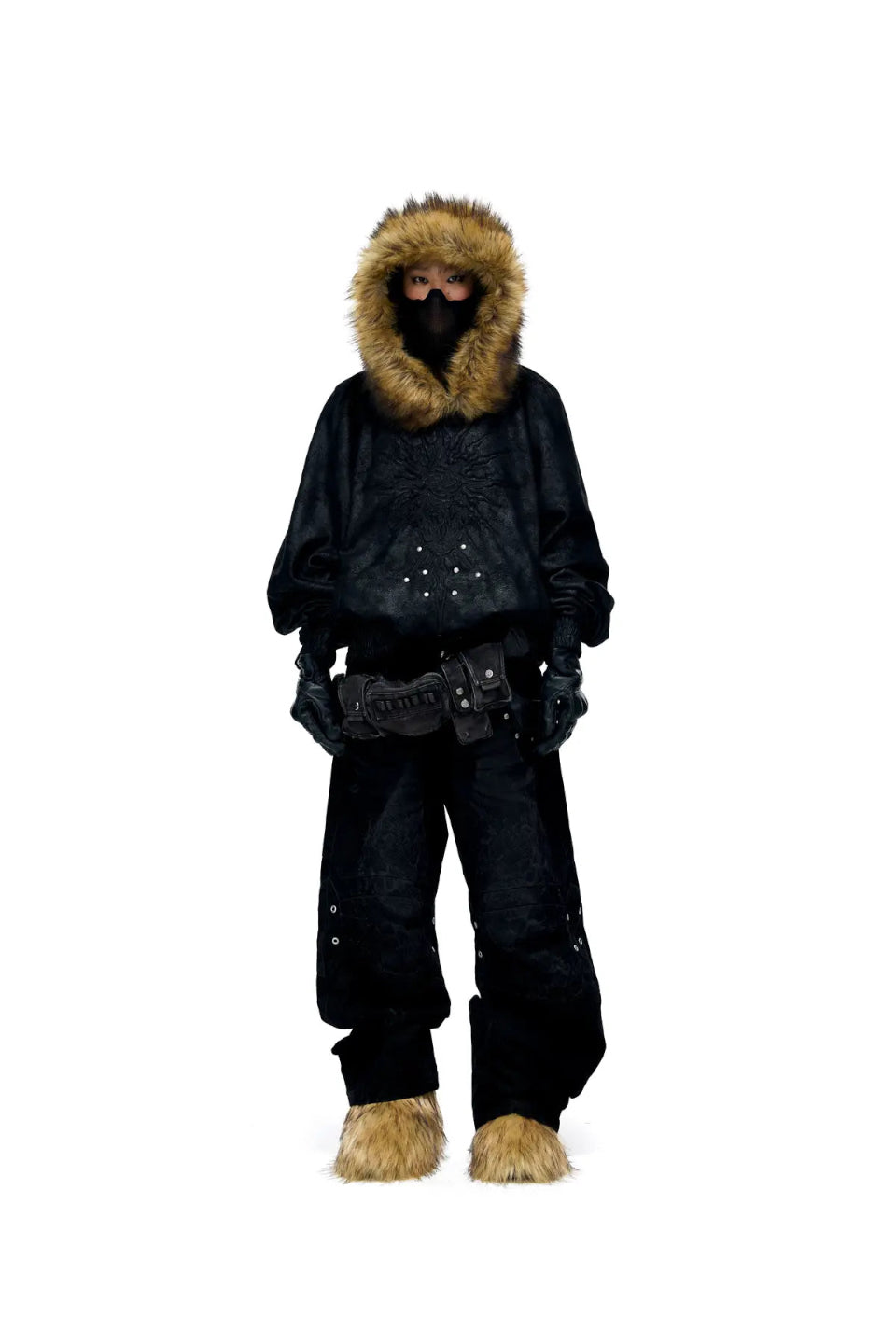 Sun Totem Fur Collar Hoodie